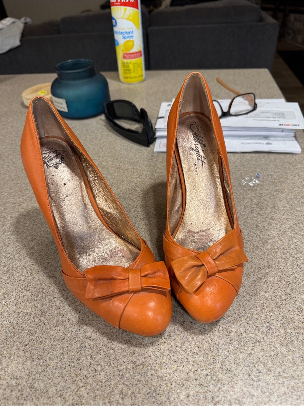 Miss Albright Anthropologie Women's Orange Bow Accent Pumps